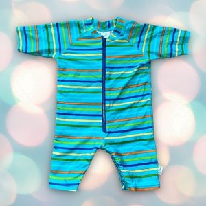 iplay Baby Boy’s Blue Striped Swimsuit Rashguard Size 12 Months